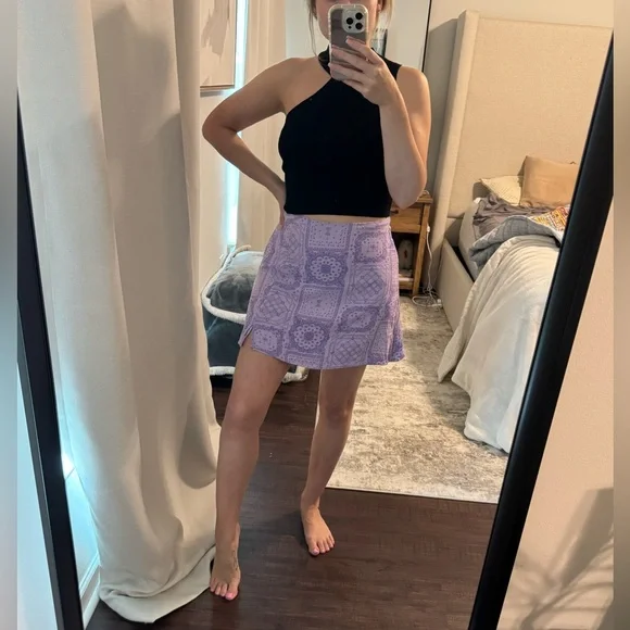 Lavender Purple Patterned Women's Casual Skirt - Picture 2 of 9